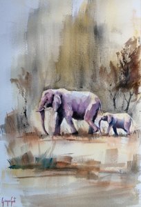 La famiglia di elefanti della savana da Giorgio Gosti