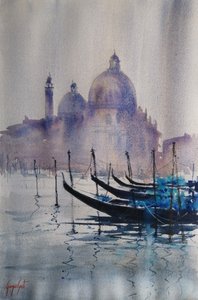 Gondole a Venezia in una mattina nebbiosa da Giorgio Gosti