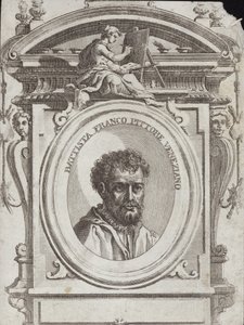 Battista Franco Veneziano, nato come Giovanni Battista Franco, un artista italiano. Incisione di Giorgio Vasari da Giorgio Vasari