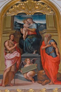 Madonna e Bambino tra San Giovanni Battista e San Girolamo, dipinto di Giorgio Vasari, chiesa nel monastero di Camaldoli, Camaldoli, Toscana, Italia da Giorgio Vasari