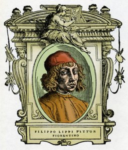 Ritratto di Filippo Lippi (1406-1469) pittore fiorentino. Xilografia da "La vita dei pittori" di Giorgio Vasari