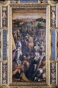 La cattura di Casole dal soffitto del Salone dei Cinquecento, 1565 (pannello) da Giorgio Vasari