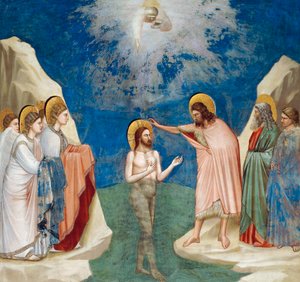 Battesimo di Cristo, Dettaglio da Vita e Passione di Cristo, di Giotto da Giotto (c.1266 1337)