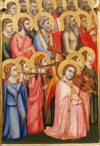 Italia, Firenze, Basilica di Santa Croce, Cappella Bandini Baroncelli, Angeli che suonano strumenti musicali, (dettaglio) da Giotto (c.1266 1337)
