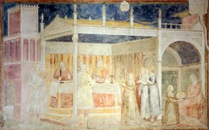 Italia, Firenze, Basilica di Santa Croce, Cappella Peruzzi, Festa di Erode (dettaglio delle Storie di San Giovanni Battista) da Giotto (c.1266 1337)