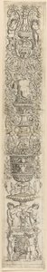 Quattro bambini con un gatto e un cane, piatto nono di Twelve Ornament Panels da Giovan Pietro Birago