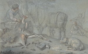 Cacciatori con selvaggina morta in un paesaggio, 1600-1800 da Giovanni Agostino Cassana