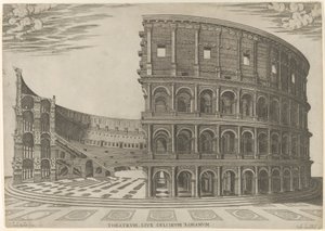 Sezione ed elevazione del Colosseo a Roma