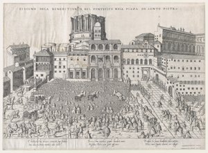 Speculum Romanae Magnificentiae: Benedizione papale, fine XVI secolo da Giovanni Ambrogio Brambilla
