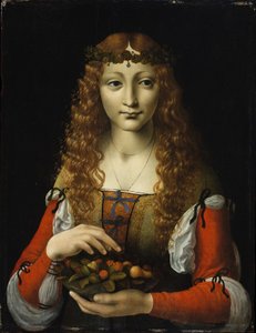 Ragazza con ciliegie da Giovanni Ambrogio de Predis