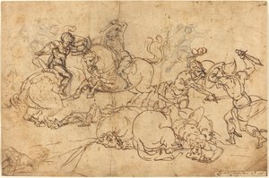 Soldati che combattono da Giovanni Andrea Ansaldo