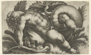 Putto dormiente su delfino (Putti op zeewezens) da Giovanni Andrea Maglioli