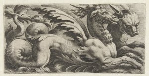 Due creature marine (serie Frisi con mostri marini) da Giovanni Andrea Maglioli