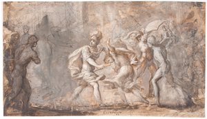 Tarpeia schiacciata sotto gli scudi dei Sabini da Giovanni Angelo Canini