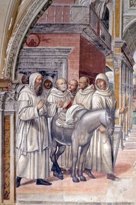 Florent invia prostitute al monastero di San Benedetto (dettaglio) da Giovanni Antonio Bazzi Sodoma