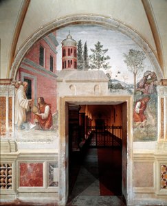 Come Benedetto trasforma in serpente il vino nascosto da un servo (dettaglio) (affresco del chiostro di Antonio Bazzi detto il Sodoma) da Giovanni Antonio Bazzi Sodoma