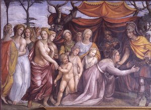 Sala delle Nozze di Alessandro e Rossana, dettaglio di Alessandro con la famiglia di Dario III (dettaglio) da Giovanni Antonio Bazzi Sodoma