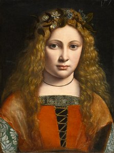 Ritratto di una giovane ragazza incoronata di fiori, c.1490