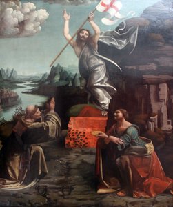 La resurrezione di Cristo con San Leonardo di Noblac e Lucia da Giovanni Antonio Boltraffio