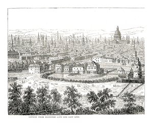 Londra da Islington City e East End. Da una vista di Canaletti, pubblicata nel 1753 da Giovanni Antonio Canal