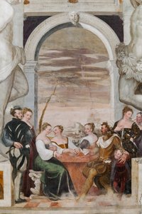 Gioco di carte, Sala principale, c.1570 (affresco) da Giovanni Antonio Fasolo