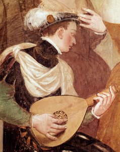 Inviti alla danza, dettaglio (affresco) da Giovanni Antonio Fasolo