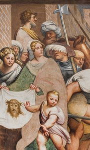 Navata Centrale, Seconda Campata Sud, Gesù cade sotto la Croce, Il Pordenone da Giovanni Antonio Pordenone