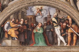 Lunetta raffigurante la decapitazione di Santa Caterina da Giovanni Antonio Pordenone