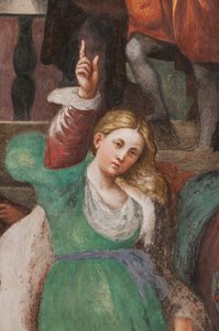 Disputa di Santa Caterina con i filosofi, 1530-32 (dettaglio) da Giovanni Antonio Pordenone