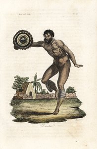 Uomo nudo tatuato delle Hawaii (Isole Sandwich) che danza per il Capitano James Cook da Giovanni Antonio Sasso
