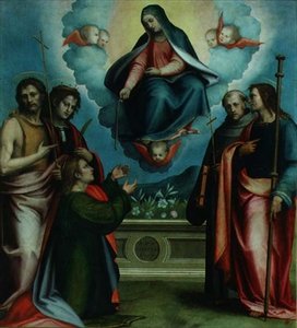 La Vergine della Sacra Cintola con SS. Tommaso, Giovanni Battista, Luigi, Giovanni Gualberto e Giuseppe da Giovanni Antonio Sogliani