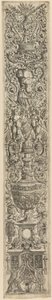 Grifoni e due amorini che incrociano le alabarde, tavola cinque di dodici pannelli di ornamento da Giovanni Antonio da Brescia