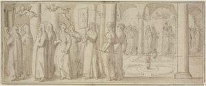 Processione di suore e novizie in onore di un santo maschio da Giovanni Balducci