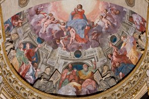 Genova, Duomo (Cattedrale di San Lorenzo), interno, Cappella Lercari o Cappella del Santissimo Sacramento (abside nord), abside: "Assunzione della Vergine", affresco di Giovanni Battista Castello detto il Bergamasco