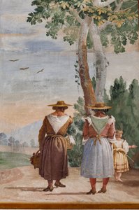 Alloggi per ospiti, stanza delle scene rurali: "Paesaggio con contadini" (dettaglio) da Giovanni Battista Tiepolo