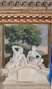 Alloggi degli ospiti, stanza delle scene rurali: affresco monocromo che rappresenta un satiro e una menade da Giovanni Battista Tiepolo