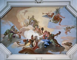 Trionfo della Gloria annunciato dalla Fama tra le Virtù Cardinali da Giovanni Battista Tiepolo