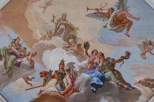 Trionfo della Gloria annunciato dalla Fama tra le Virtù Cardinali da Giovanni Battista Tiepolo
