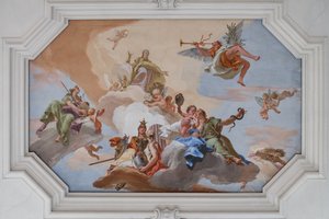 Trionfo della Gloria annunciato dalla Fama tra le Virtù Cardinali da Giovanni Battista Tiepolo
