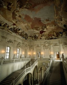 Veduta della Grande Scalinata e soffitto rappresentante l