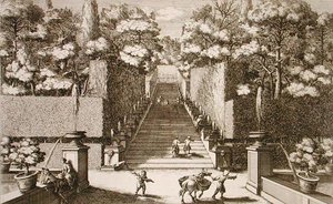 La grande scalinata della Villa d
