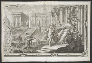 Figura femminile incoronata, dalla Nuova Pianta di Roma, data in luce da G. Nolli da Giovanni Battista (after) Nolli