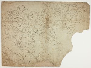 Santi o figure allegoriche e putti sulle nuvole da Giovanni Battista Beinaschi