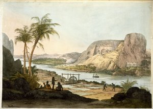 Vista esterna dei due templi di Abu Simbul, da Tavole illustrative delle ricerche in Egitto e Nubia, pubblicato nel 1822 da Giovanni Battista Belzoni