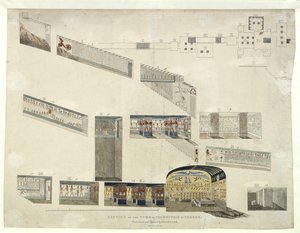 Sezione della tomba di Psammuthis a Tebe, scoperta e aperta da Belzoni nel 1818 da Giovanni Battista Belzoni