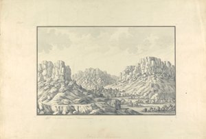Vista di città collinari o rovine vicino a Damasco da Giovanni Battista Borra