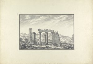 Veduta delle rovine di un tempio ionico a Sardi, probabilmente il Tempio di Nettuno, c.1750 da Giovanni Battista Borra