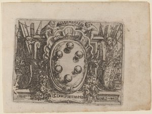 Dedica a Don Pietro Medici da "Bizzarie di varie Figure" da Giovanni Battista Bracelli