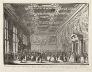 Ricevimento del Doge degli ambasciatori stranieri nella Sala del Collegio, 1763-1766 da Giovanni Battista Brostoloni