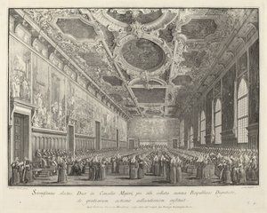 Il Doge ringrazia nella Sala del Consiglio Maggiore da Giovanni Battista Brostoloni